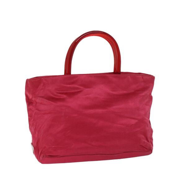 PRADA Hand Bag Satin Red